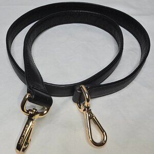 Michael Kors Smooth Black Leather REPLACEMENT STRAP ONLY W/ Gold Hardware